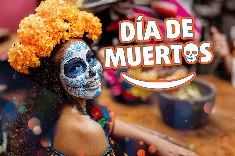 Chica maquillada de Catrina en el Día de Muertos