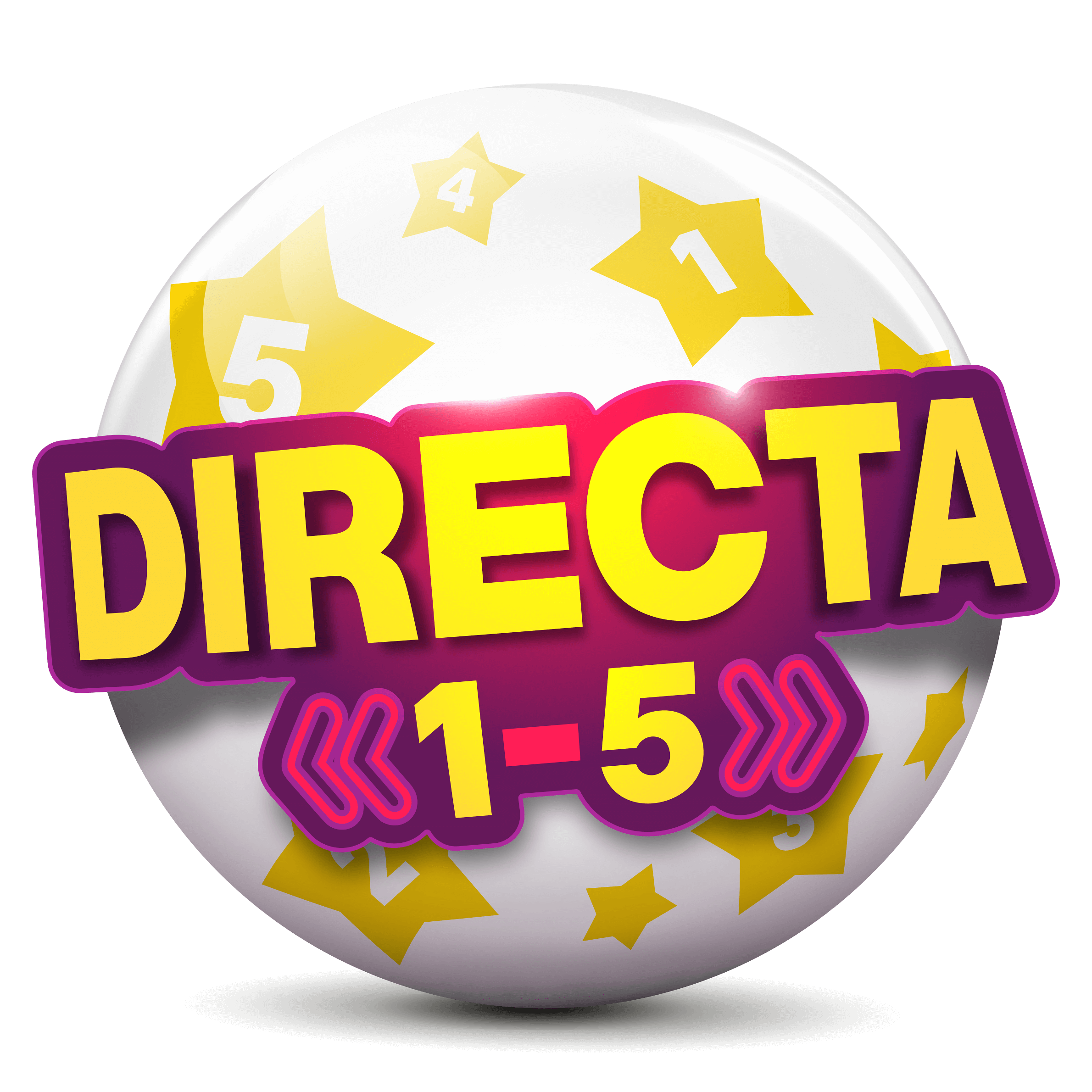 Logotipo de la lotería Tris, círculo blanco con estrellas amarillas y la inscripción «Directa 1-5» en el centro.